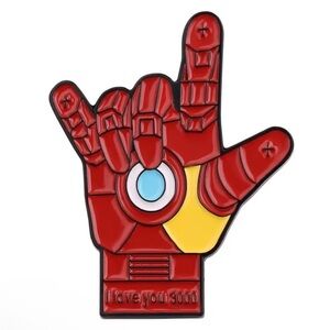 Iron Man Hand Enamel Pin, Red Enamel Pin, Iron Man Enamel Pin